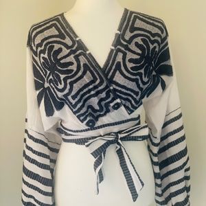 LACE the label embroidered boho wrap crop top